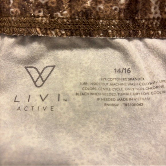 LIVI ACTIVE LEGGINGS 14/16 GOLD, SILVER AND WHITE SHIMMER EXCELLENT CONDITION - Picture 2 of 6